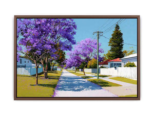 Purple jacaranda street landscape Canvas Print
