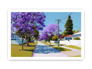 Purple jacaranda street landscape Canvas Print