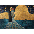 Surreal couple Canvas Print with gold moon and stars