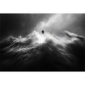 Black and white lighthouse Canvas Print with storm waves