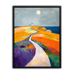 Colorful coastal lighthouse path Canvas Print