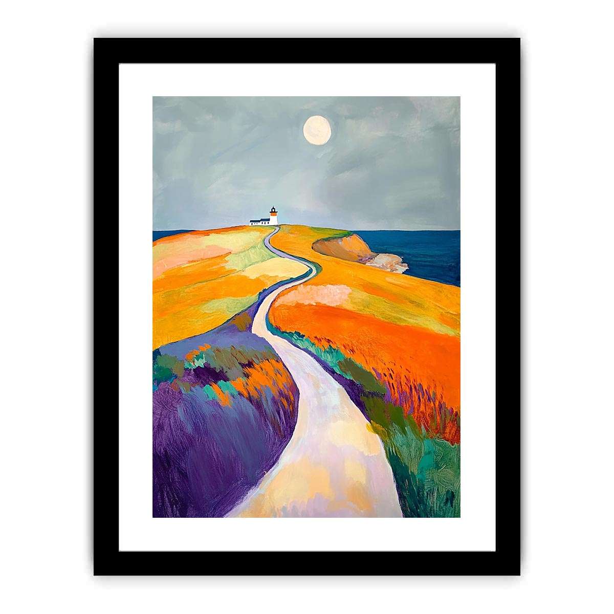 Colorful coastal lighthouse path Canvas Print
