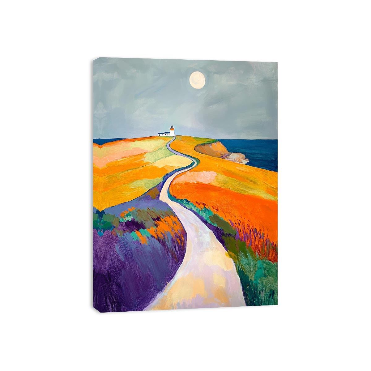 Colorful coastal lighthouse path Canvas Print