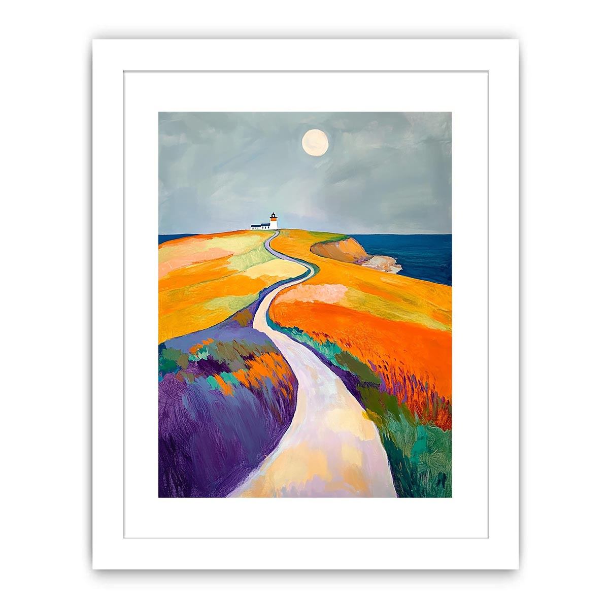 Colorful coastal lighthouse path Canvas Print