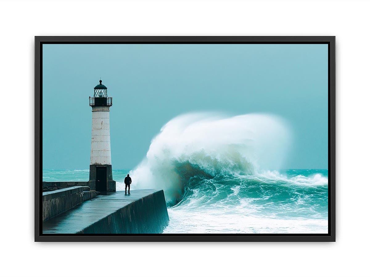 Coastal lighthouse wave Canvas Print