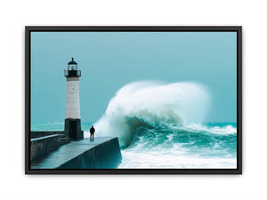 Coastal lighthouse wave Canvas Print