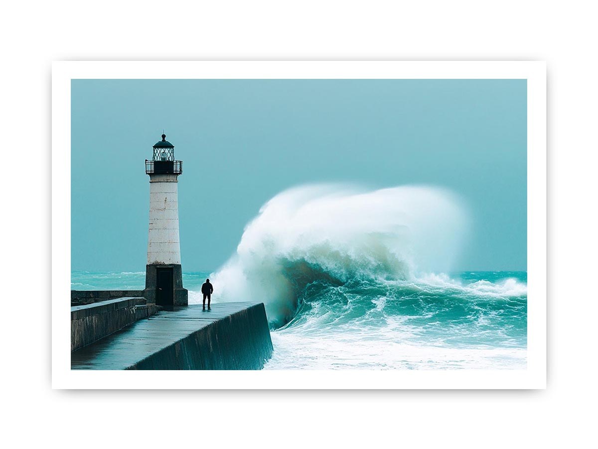 Coastal lighthouse wave Canvas Print