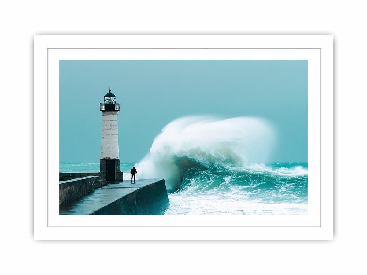 Coastal lighthouse wave Canvas Print
