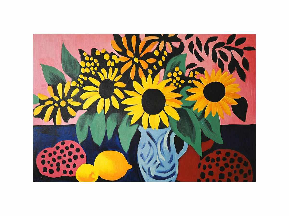 Bold sunflower still life Canvas Print