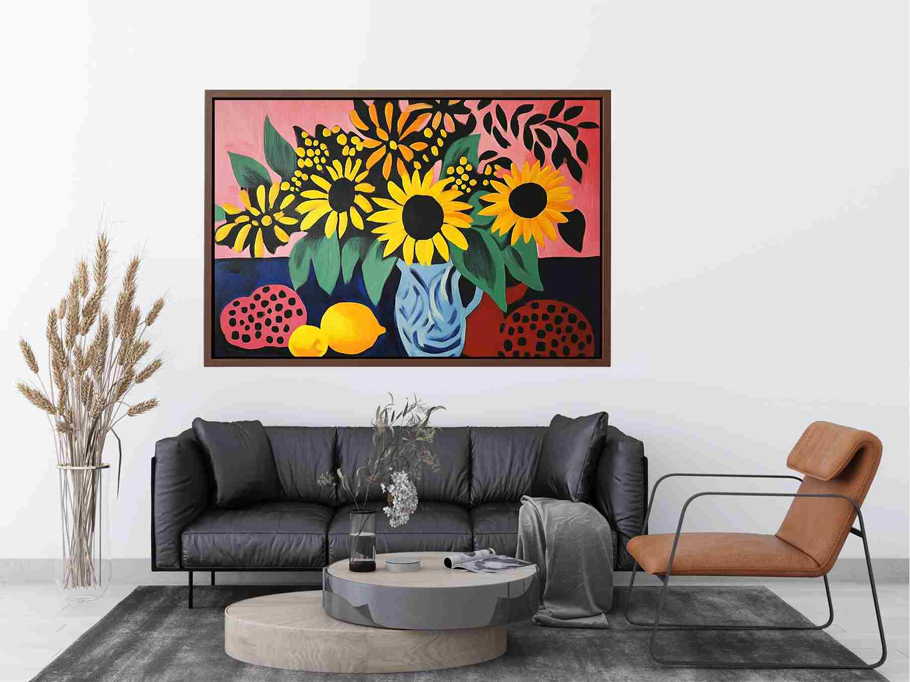 Bold sunflower still life Canvas Print