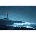 Moody lighthouse Canvas Print with ocean waves
