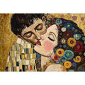 Elegant romantic kiss Canvas Print with gold and patterned details