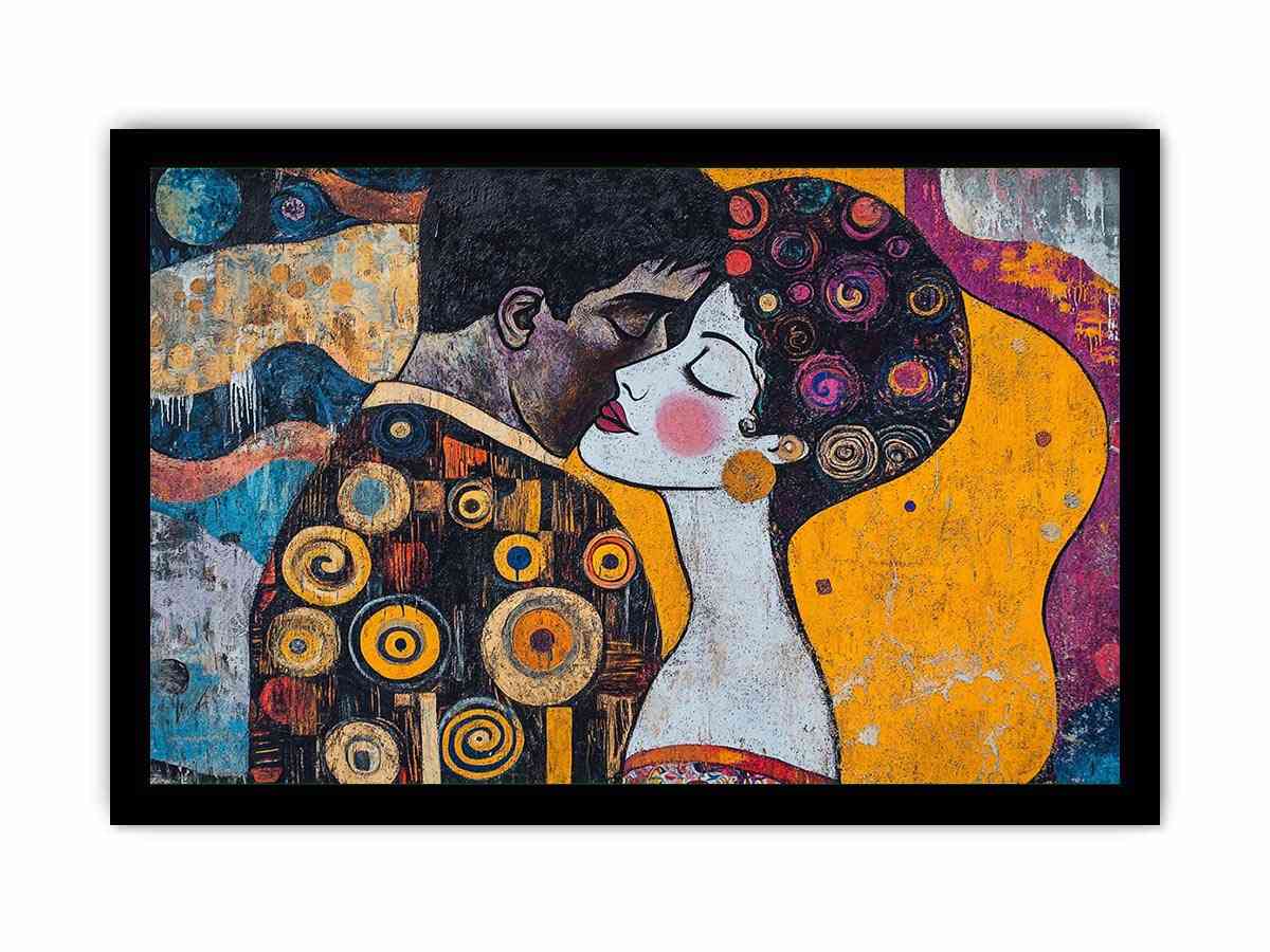 Modern romantic couple Canvas Print with yellow and patterned details