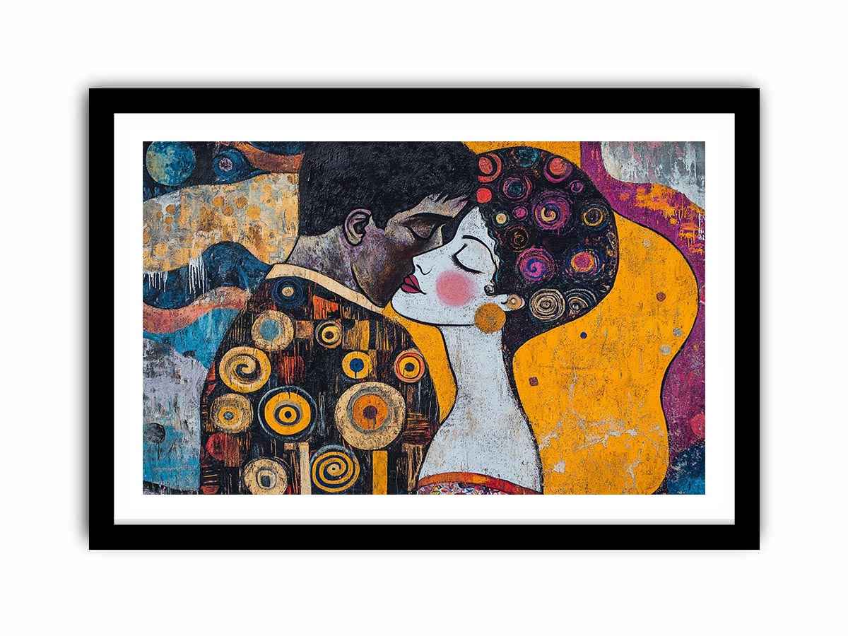 Modern romantic couple Canvas Print with yellow and patterned details