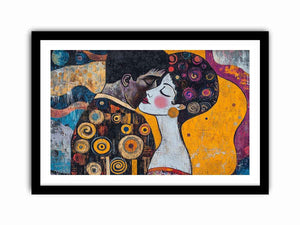 Modern romantic couple Canvas Print with yellow and patterned details