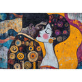 Modern romantic couple Canvas Print with yellow and patterned details