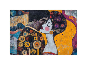 Modern romantic couple Canvas Print with yellow and patterned details