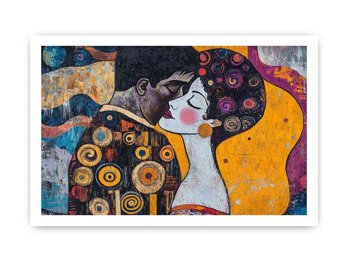 Modern romantic couple Canvas Print with yellow and patterned details