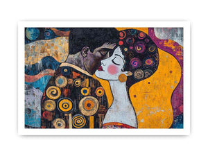 Modern romantic couple Canvas Print with yellow and patterned details