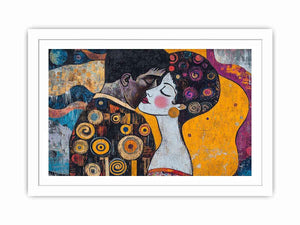Modern romantic couple Canvas Print with yellow and patterned details