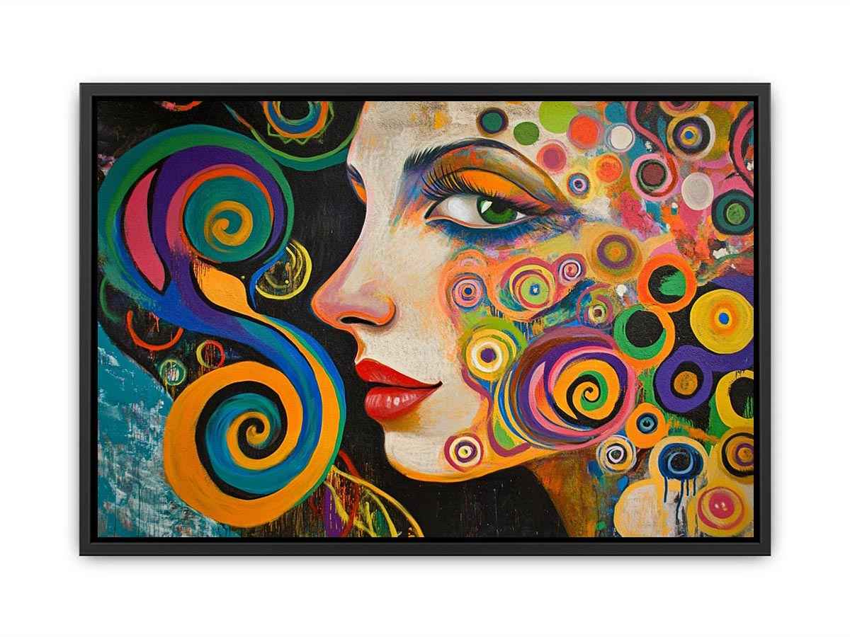 Colourful abstract woman portrait Canvas Print with spirals