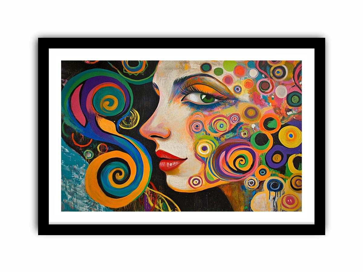 Colourful abstract woman portrait Canvas Print with spirals