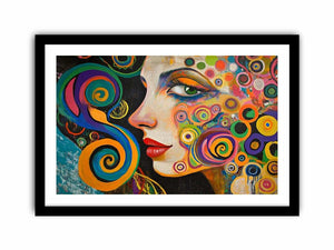 Colourful abstract woman portrait Canvas Print with spirals