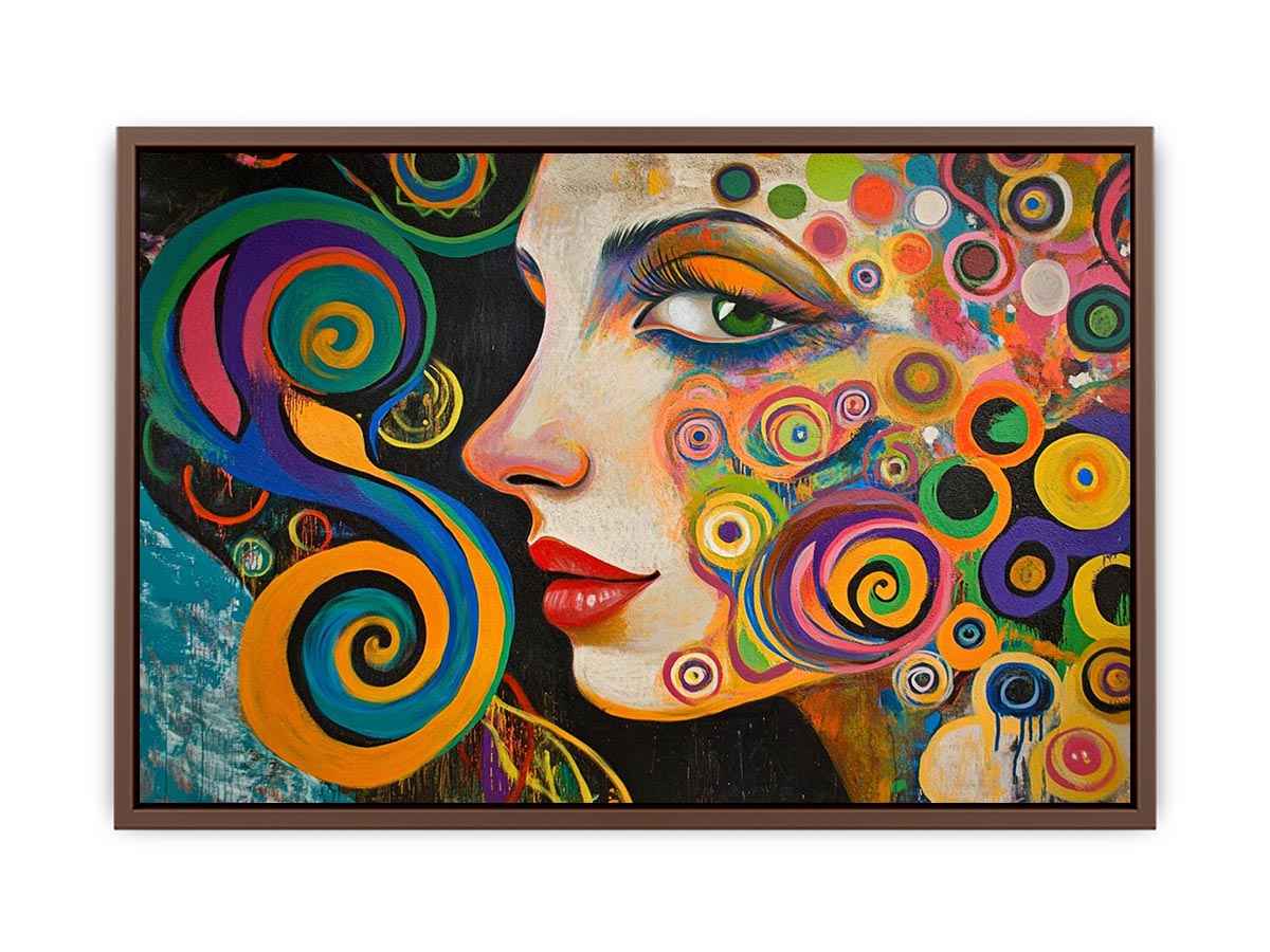 Colourful abstract woman portrait Canvas Print with spirals