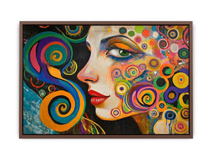Colourful abstract woman portrait Canvas Print with spirals