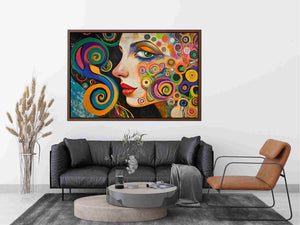 Colourful abstract woman portrait Canvas Print with spirals