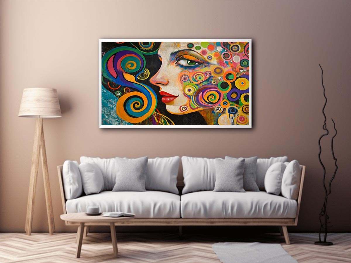 Colourful abstract woman portrait Canvas Print with spirals
