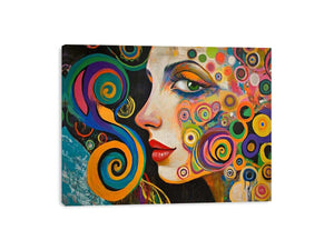 Colourful abstract woman portrait Canvas Print with spirals