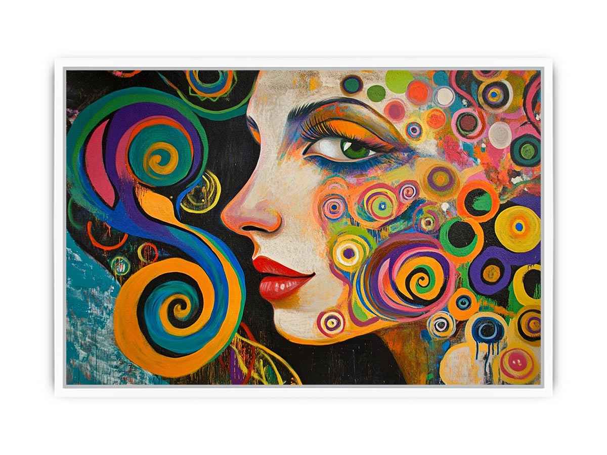 Colourful abstract woman portrait Canvas Print with spirals