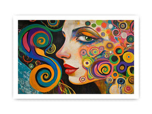 Colourful abstract woman portrait Canvas Print with spirals