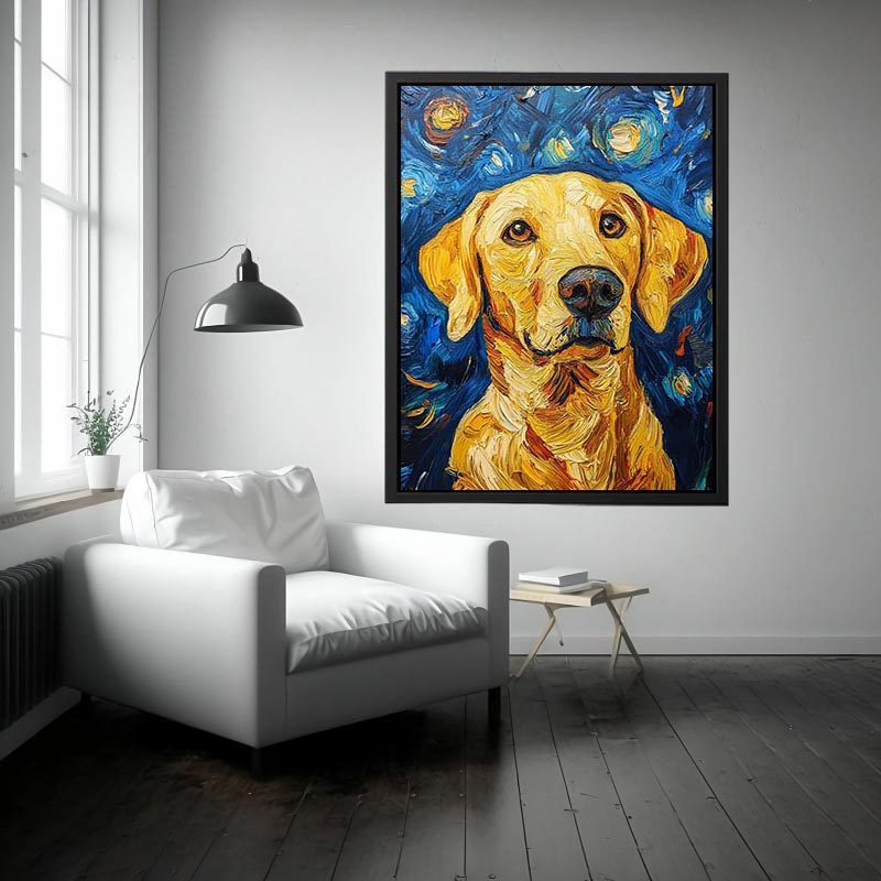 Yellow Labrador starry night Canvas Print