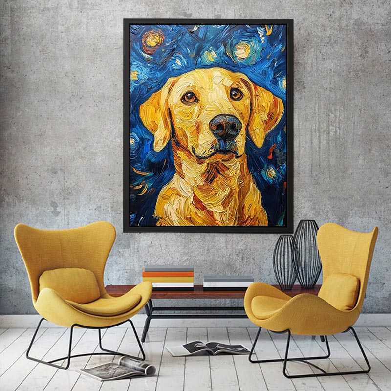 Yellow Labrador starry night Canvas Print
