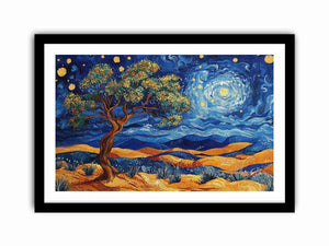 Panoramic desert moon landscape canvas art for living room wall decor.