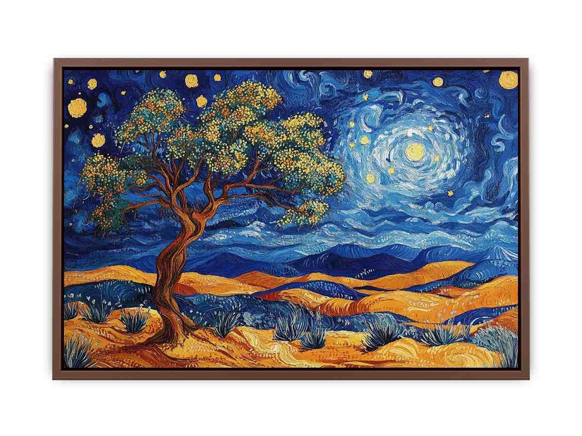 Panoramic desert moon landscape canvas art for living room wall decor.