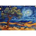 Panoramic desert moon landscape canvas art for living room wall decor.