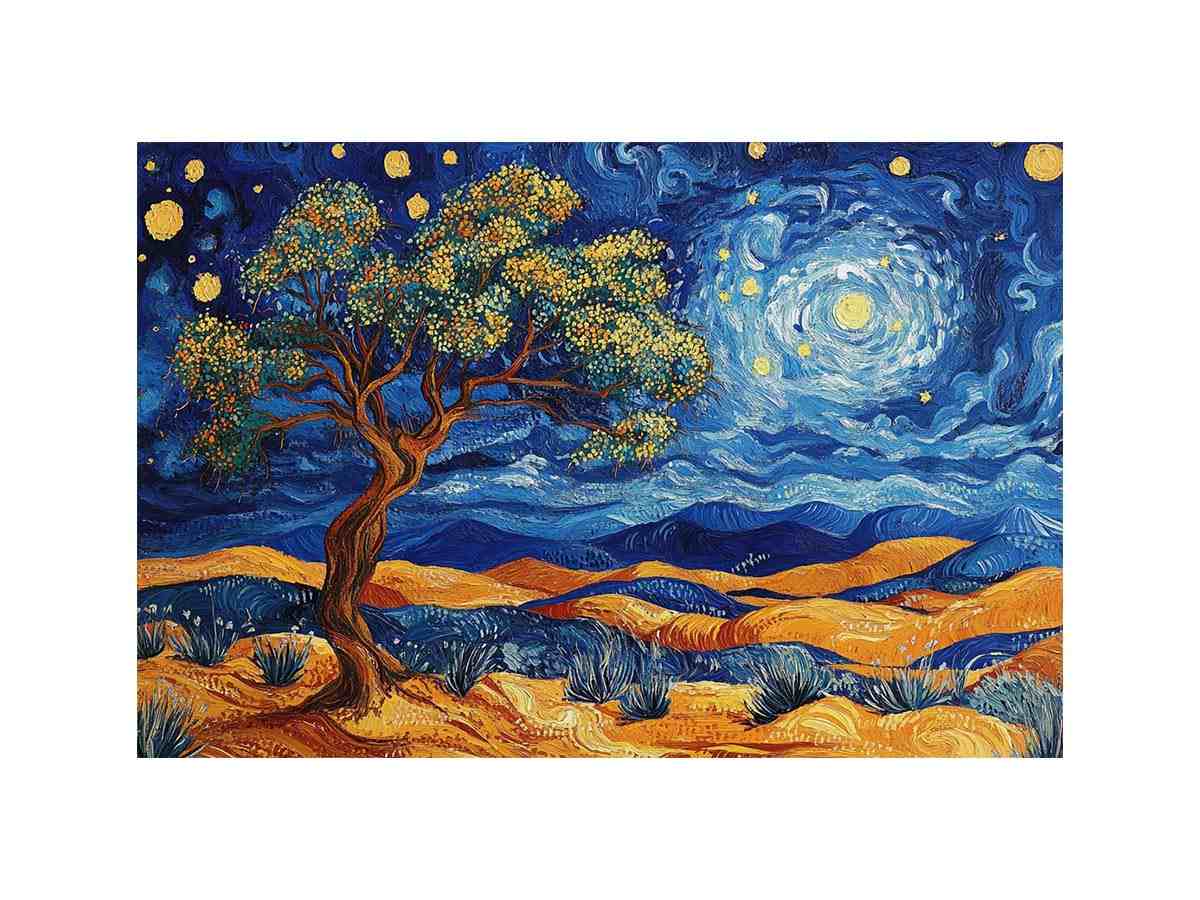 Panoramic desert moon landscape canvas art for living room wall decor.
