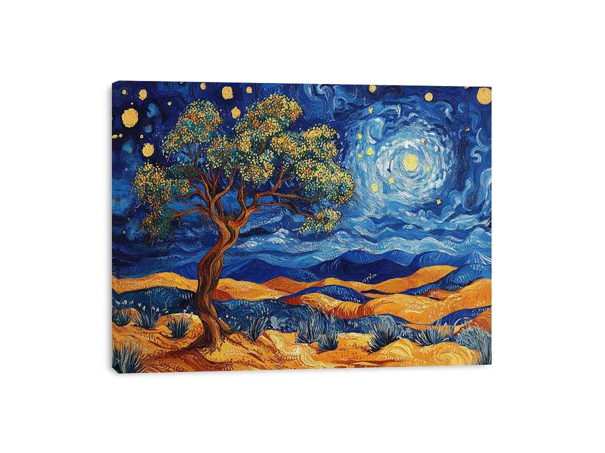 Panoramic desert moon landscape canvas art for living room wall decor.