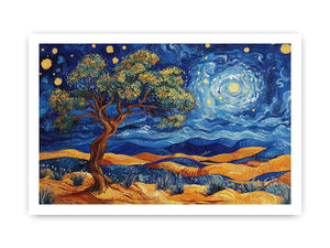 Panoramic desert moon landscape canvas art for living room wall decor.