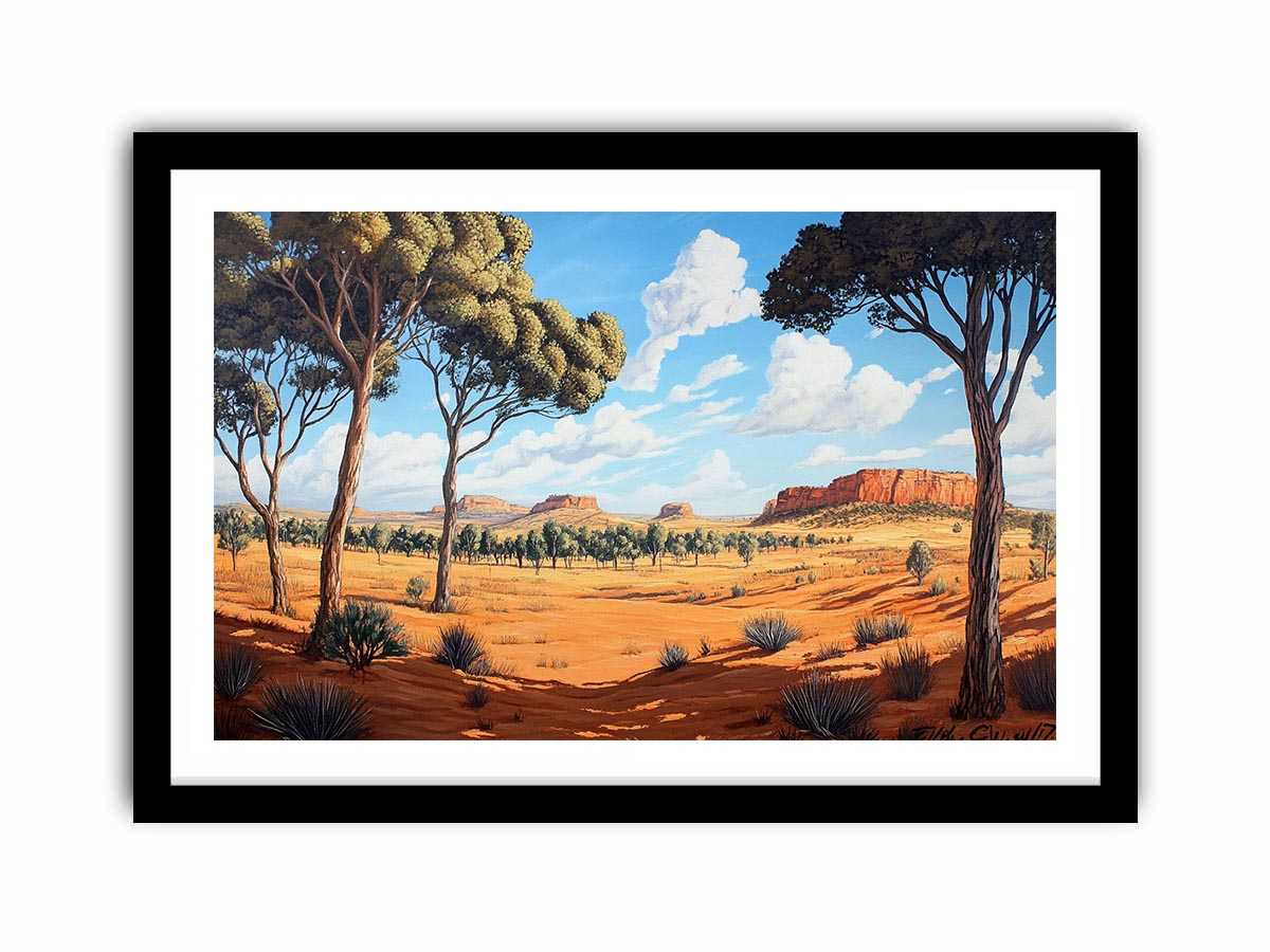 Desert landscape Canvas Print with trees and mesas