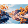 Autumn river canyon Canvas Print with reflective water