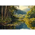 Forest river Canvas Print with lush trees and reflections