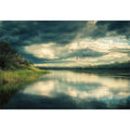 Moody lake Canvas Print with dramatic clouds and reflections