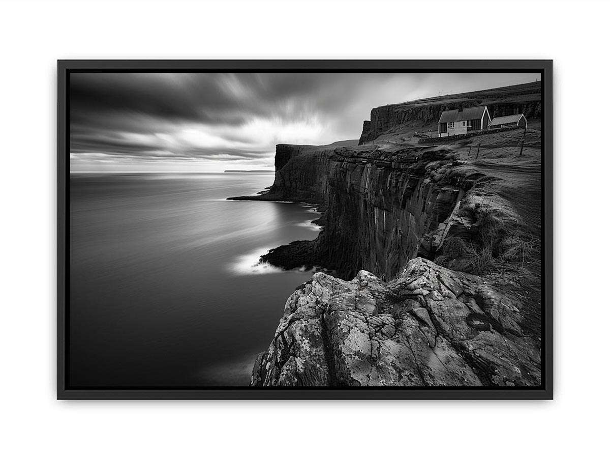 Black and white coastal cliff