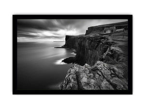Black and white coastal cliff