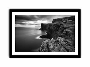 Black and white coastal cliff