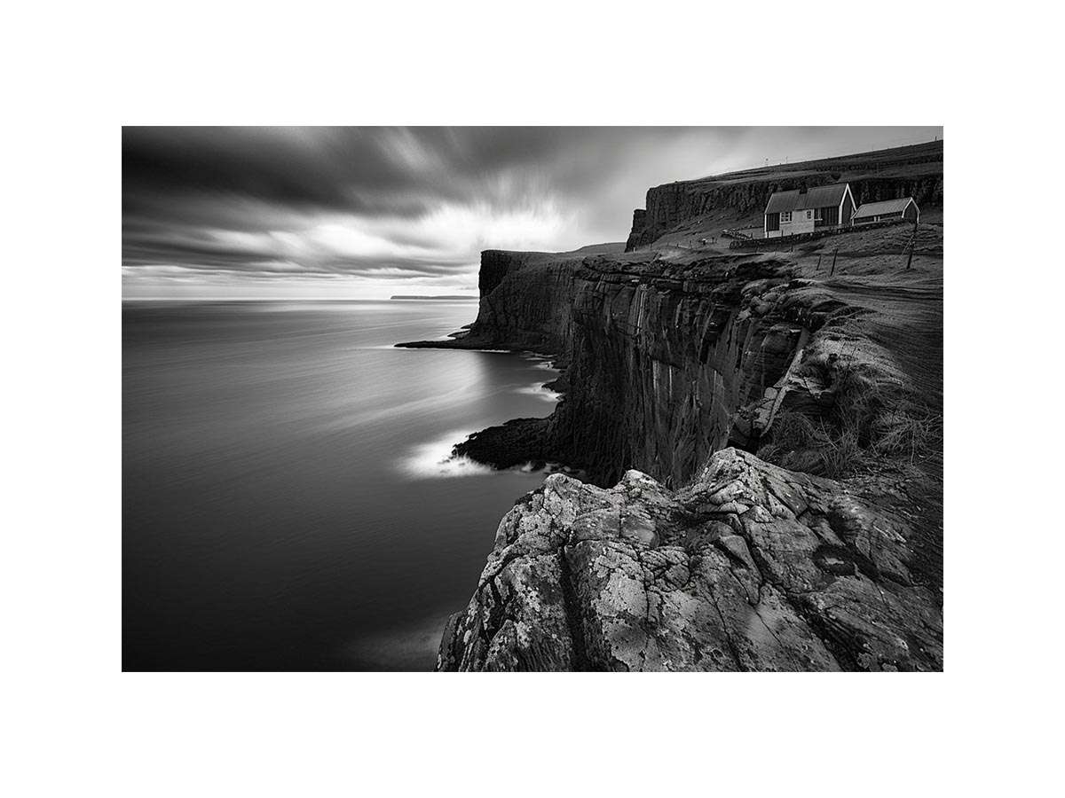 Black and white coastal cliff
